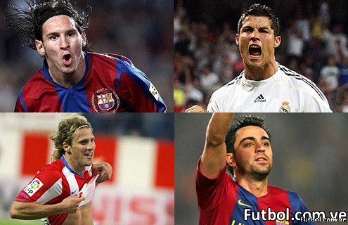 balondeoro Forlan, Cristiano Ronaldo, Messi y Xavi encabezan el grupo